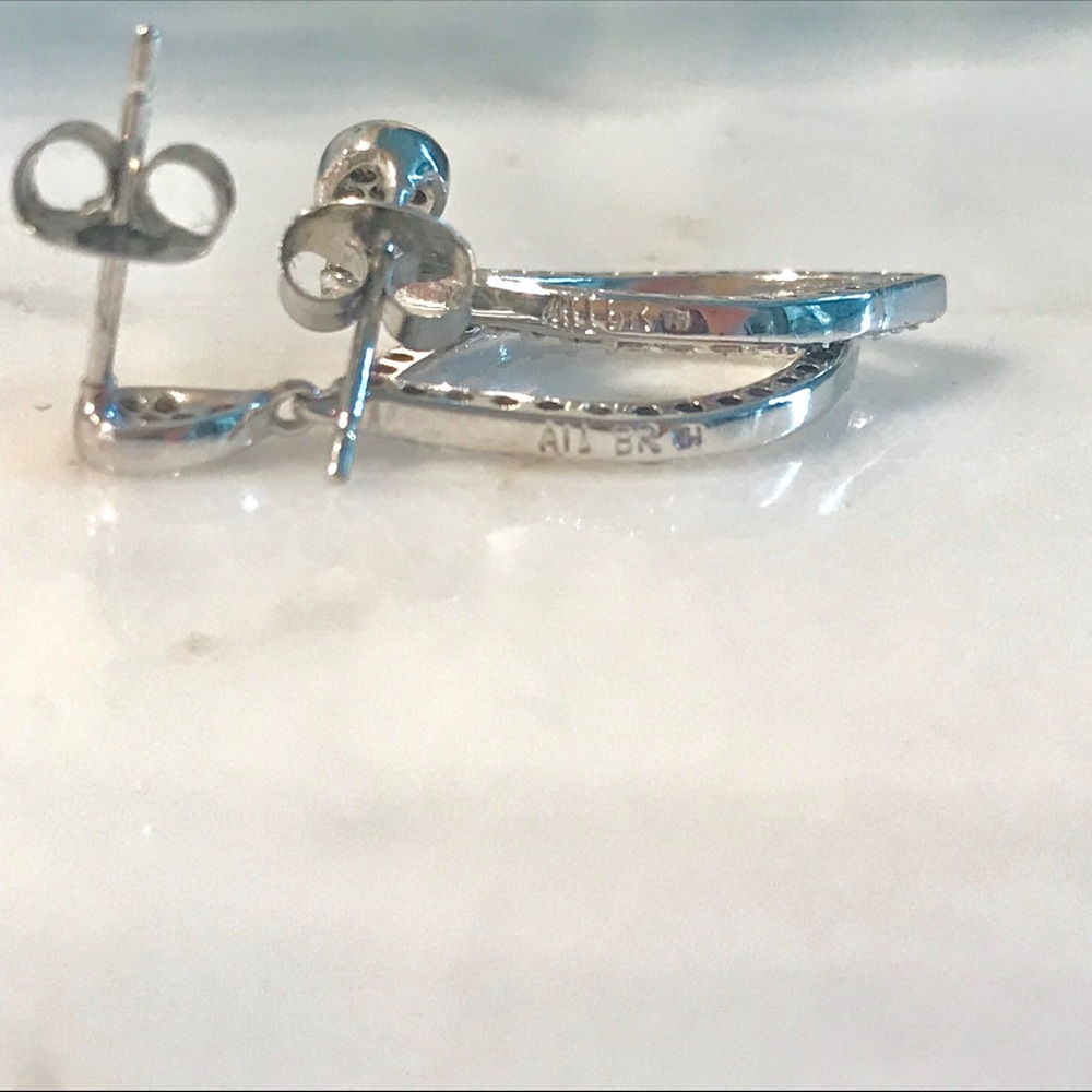 Teardrop Post CZ’s Set in Silver Earrings - Picture 10 of 12